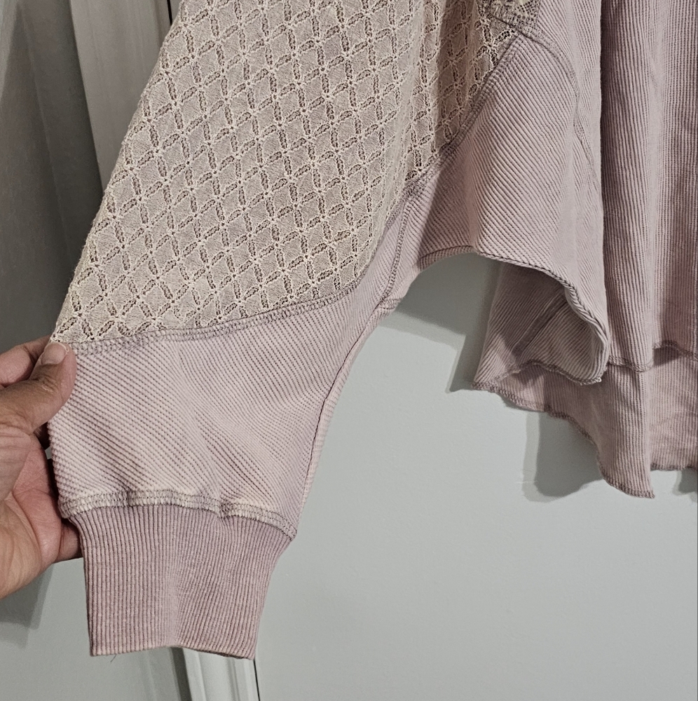 Oli & Hali Raw Hem Patchwork Blouse Top Size XL Lilac Lagenlook Rustic Oversized - Picture 8 of 12